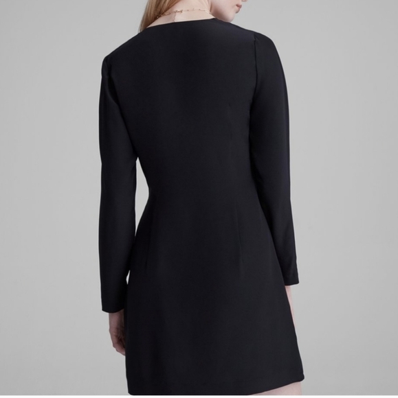 Club Monaco Side Drape Mini Dress Black Silk - Picture 7 of 8